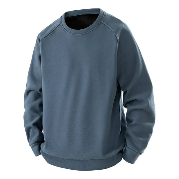 Mens Crewneck Sweatshirts Fleece Long Sleeve Basic Pullover Shirts Casual Loose Fall Winter Sweatshirt Gray, 4XL