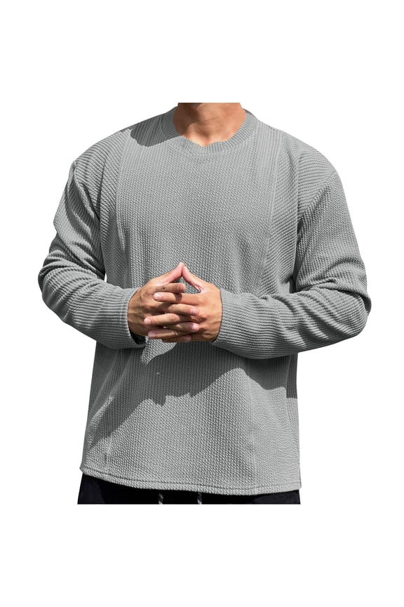 Mens Long Sleeve Men's Fashion Sports Long Sleeve Round Neck Top, Breathable Outdoor Wear