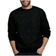 thumbnail image 1 of Mens Crewneck Sweatshirts Sevevn Men's Solid Color Long Sleeved Round Neck Sequined Pullover Sweatshirt, 1 of 8