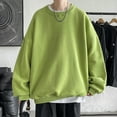 thumbnail image 1 of Mens Crewneck Sweatshirts Solid Casual Loose Fit Shirts Soft Comfoty Long Sleeve Pullover Tops Spring Fall Outfits Clothes Green M, 1 of 2