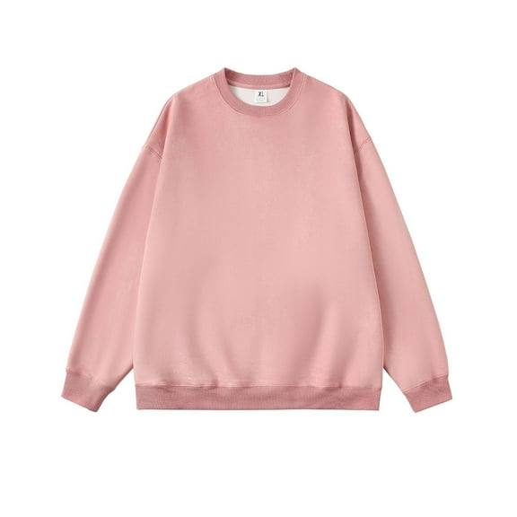 Mens Crewneck Sweatshirts Solid Color Casual Loose Fit Shirts Soft Comfoty Spring Fall Pullover Long Sleeve Tops 2026 Winter Outfits Pink L