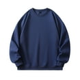 thumbnail image 1 of Mens Crewneck Sweatshirts Solid Color Fashion Loose Fit Shirts Comfoty Soft Long Sleeve Pullover Tops Spring Fall Outfits Clothes Dark Blue L3, 1 of 2