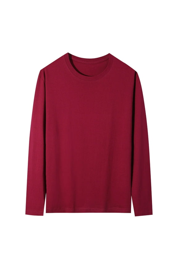 Mens Crewneck T Shirts Cotton Thermal Warm Long Sleeves Plus Size Casual Basic Tee Shirts Tops Spring Fall Undershirts