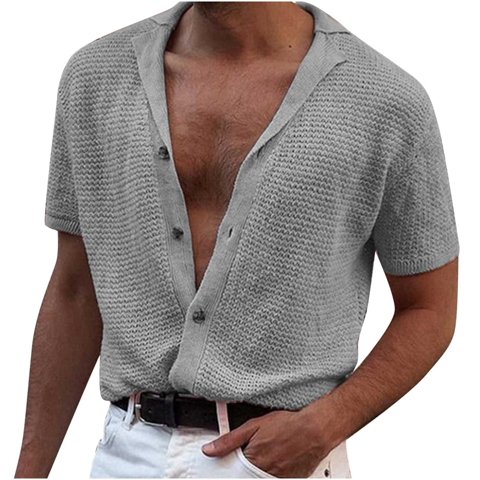 mens crochet button up shirt