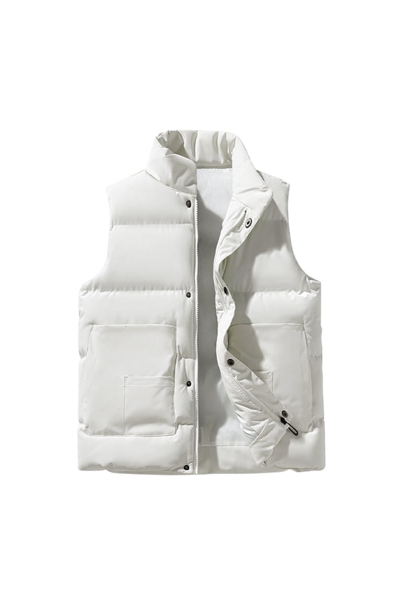 Mens Crop Quilted Jacket, Cropped Puffer Vest Men Winter Puffy Vest with Pockets Lightweight Stand Collar Zip Up Sleeveless Jacket M-4XL