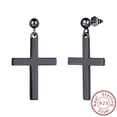 thumbnail image 1 of Mens Cross Earrings 925 Sterling Silver Women Stud Earrings Gothic Dangle Drop Earring Punk Hip Hop Black Jewelry Easter Gift, 1 of 10