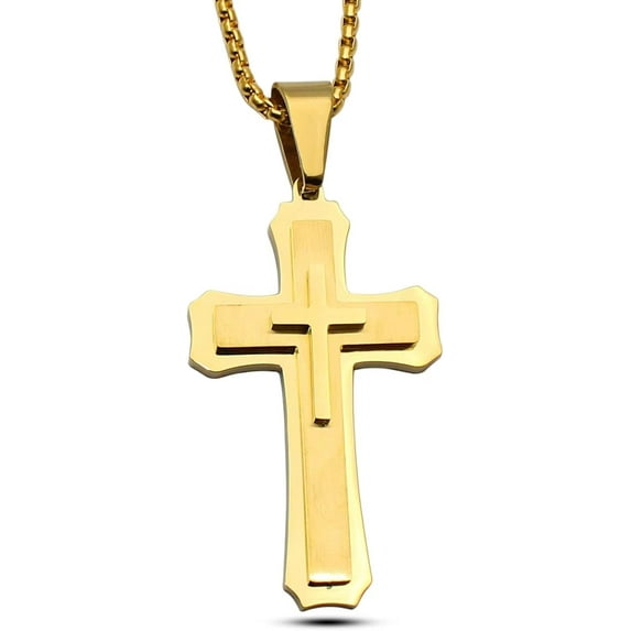 Mens Cross Necklaces Stainless Steel Cross Pendant Necklace For Men