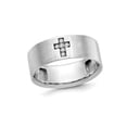 thumbnail image 1 of Gem & Harmony Mens Cross Ring in 14K White Gold with Lab-Grown Diamond Accents for Men, 1 of 6
