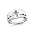 thumbnail image 1 of Mens Cross Ring in Polished Sterling Silver with Diamond Accent, 1 of 5