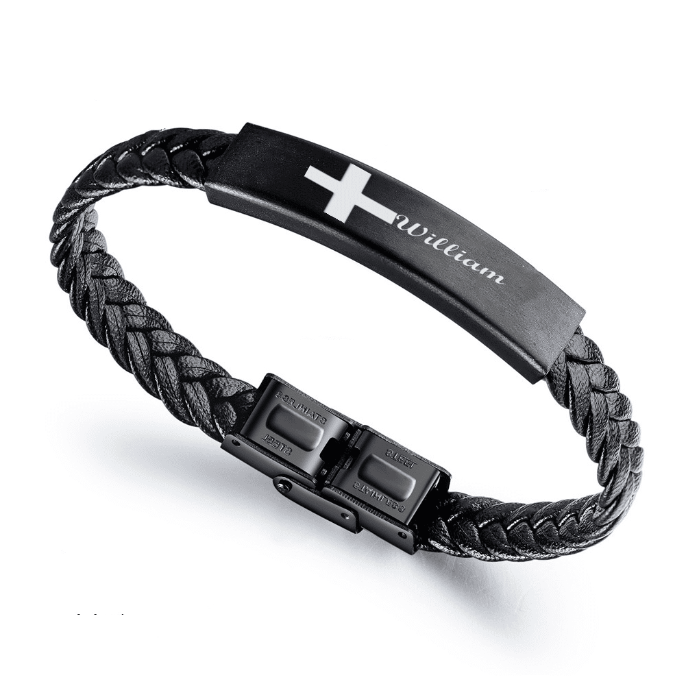 Engraved the Cross leatherbracelet GINZI