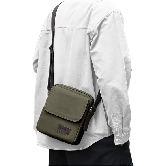 Mens Crossbody Bag,Man Purse Side Bag over the Shoulder Bag for Men Women Small Canvas Messenger Bag for Phone Passport