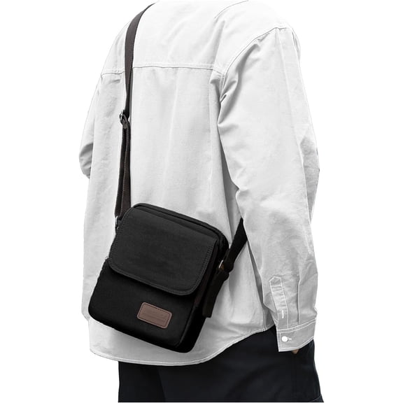 Mens Crossbody Bag,Man Purse Side Bag over the Shoulder Bag for Men Women Small Canvas Messenger Bag for Phone Passport