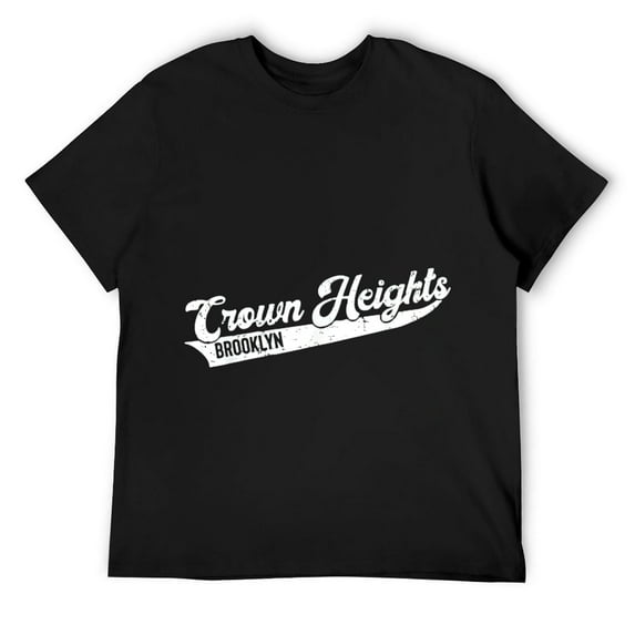 Mens Crown Heights Brooklyn Typographic Distressed Design. T-Shirt Black