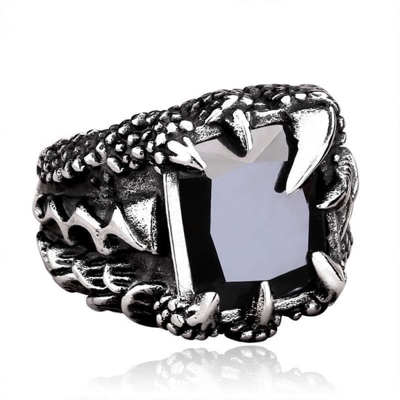 Mens Crown Ring Titanium Steel with Inlaid Zircon Stones Domineering Design Plus Free Stainless Steel Ring Included for