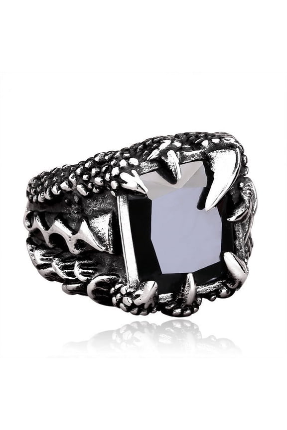 Mens Crown Ring Titanium Steel with Inlaid Zircon Stones Domineering Design Plus Free Stainless Steel Ring Included for