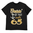 thumbnail image 1 of Mens Cruisin Cruising My Way Into 65 Birthday Anniversary Gift Round Neck T-Shirt Black, 1 of 5