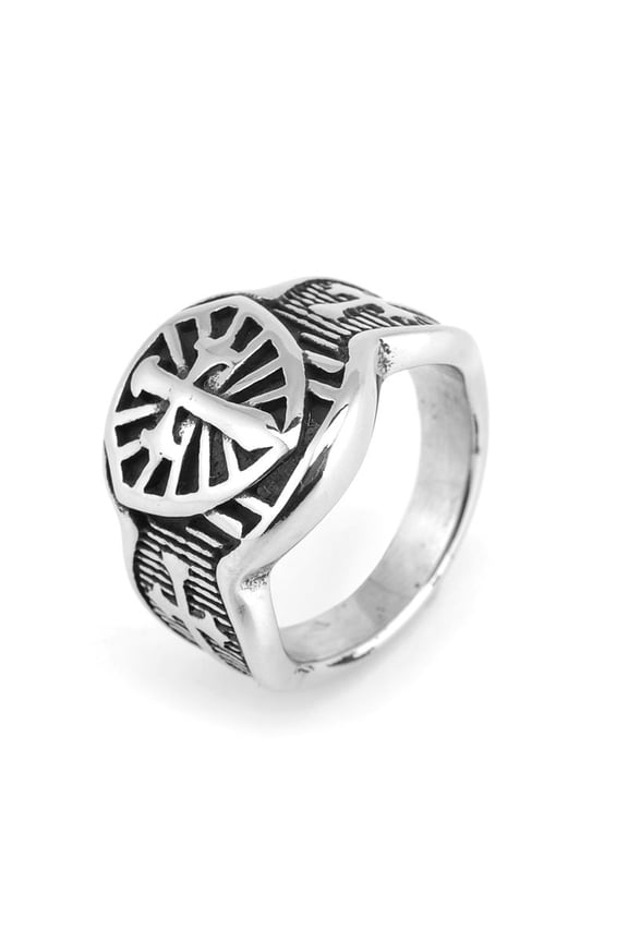 Mens Crusader Cross Ring Stainless Steel Templar Vintage Geometric Jewelry Durable Statement Accessory for Him