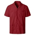 thumbnail image 1 of Mens Cuban Guayabera Shirt Casual Notch Lapel Collar Tropical Blouse Shirt Summer Beach Short Sleeve Aloha Shirts, 1 of 5