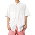 thumbnail image 1 of Mens Cuban Guayabera Shirts Button Down Casual Short Sleeve Shirt Vintage Textured Summer Beach Hippie Tops, 1 of 6