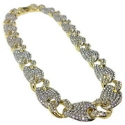 Mens Cuban Mariner Hip Hop Chain Ice Blinged Out Two Tone Necklace 18" Inch Choker