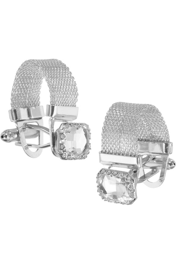 Mens Cufflinks with Chain, Square Crystal Stone and Shiny Chain Cuff Links Box for Young Men Wedding Business Party Suit Shirt Accessories Jewelry Gifts
