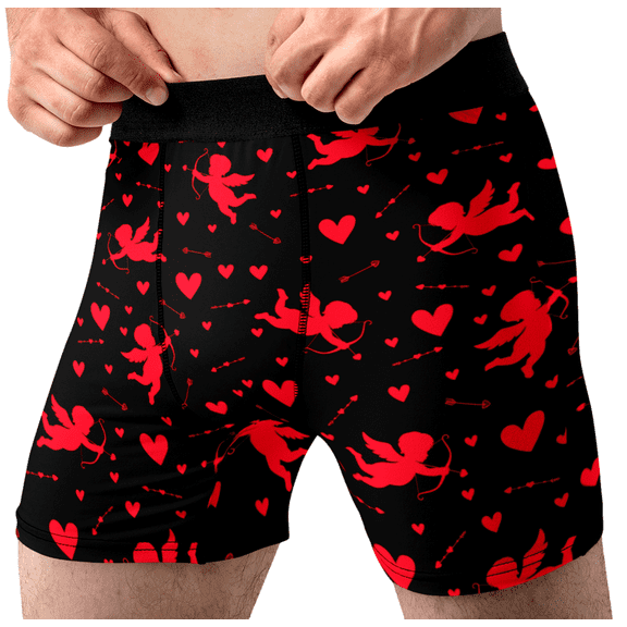 Mens Cupids Arrow Hearts All Over Boxer Briefs Valentines Day Underwear