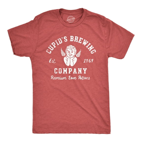 Mens Cupids Brewing Company T Shirt Funny Valentines Day Love Potions Tee for Guys Graphic Tees