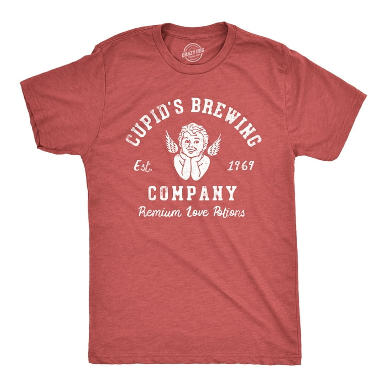 Mens Cupids Brewing Company T Shirt Funny Valentines Day Love Potions Tee For Guys Graphic Tees