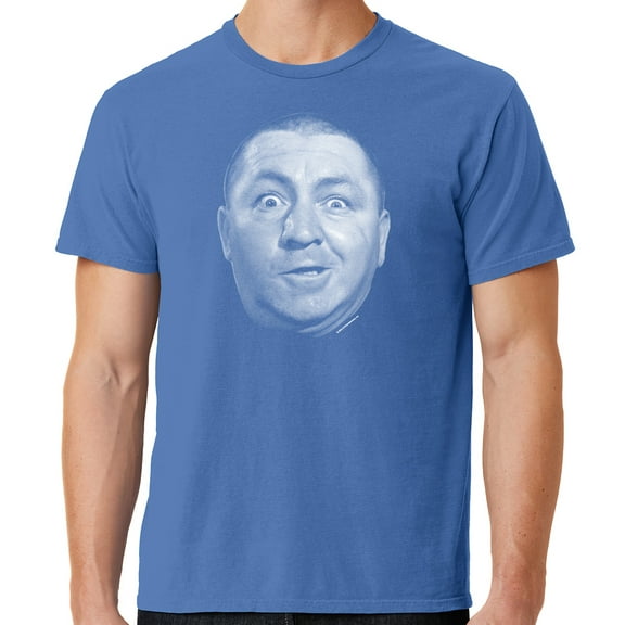 Mens Curly Howard Face Three 3 Stooges Tee Shirt, 2XL Blue Moon