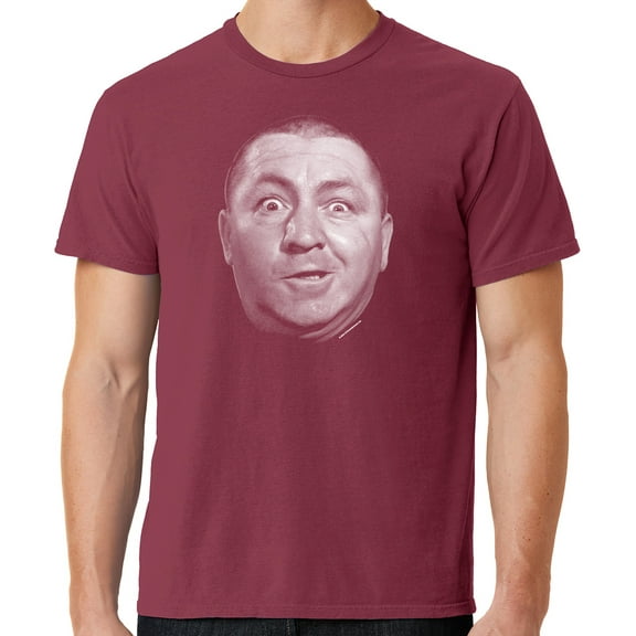 Mens Curly Howard Face Three 3 Stooges Tee Shirt, 2XL Merlot