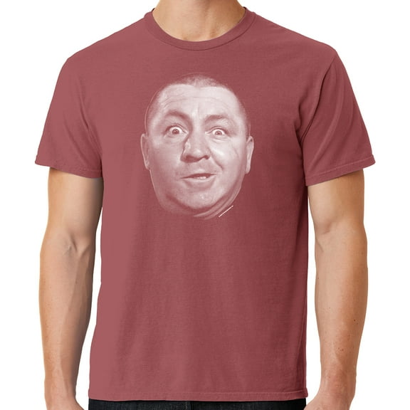 Mens Curly Howard Face Three 3 Stooges Tee Shirt, 2XL Red Rock