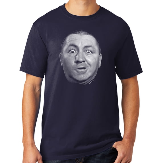 Mens Curly Howard Face Three 3 Stooges Tee Shirt, 2XL True Navy Blue