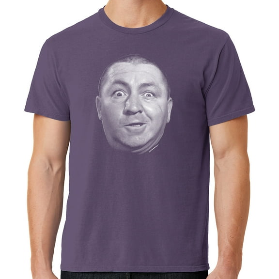 Mens Curly Howard Face Three 3 Stooges Tee Shirt, Medium Vintage Plum
