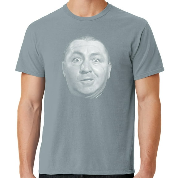 Mens Curly Howard Face Three 3 Stooges Tee Shirt, Small Dove Grey
