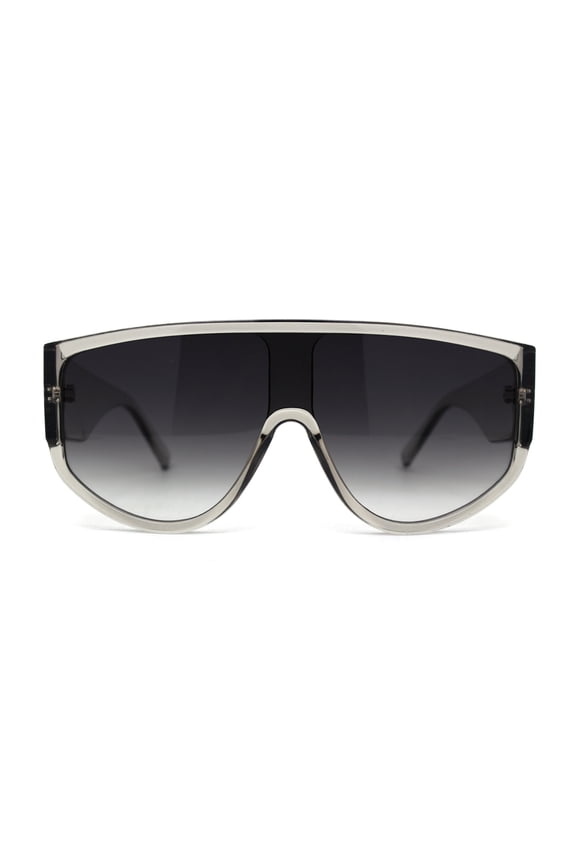 Mens Curved Top Large Shield Racer Sunglasses Slate Smoke