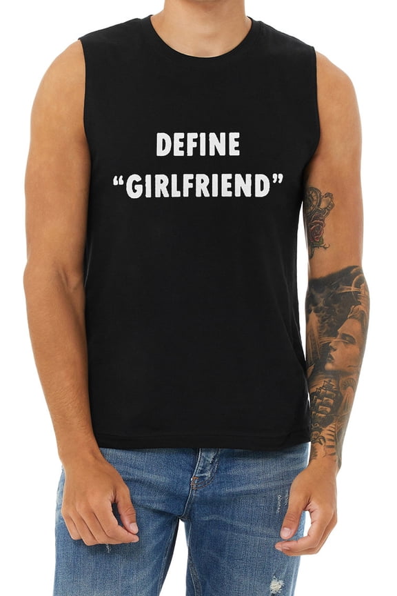 Mens Cut Off Shirts Sleeveless Muscle Tee Define Girlfriend Funny Saying