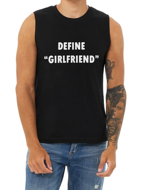 Mens Cut Off Shirts Sleeveless Muscle Tee Define Girlfriend Funny Saying