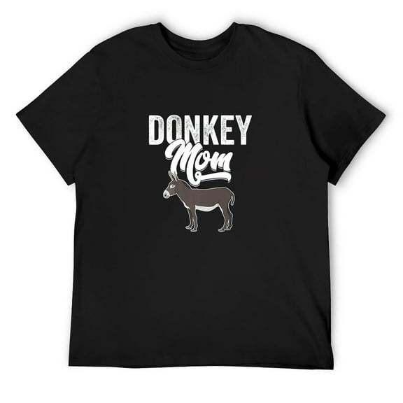Mens Cute Donkey Mom Slogan Design T-Shirt Black