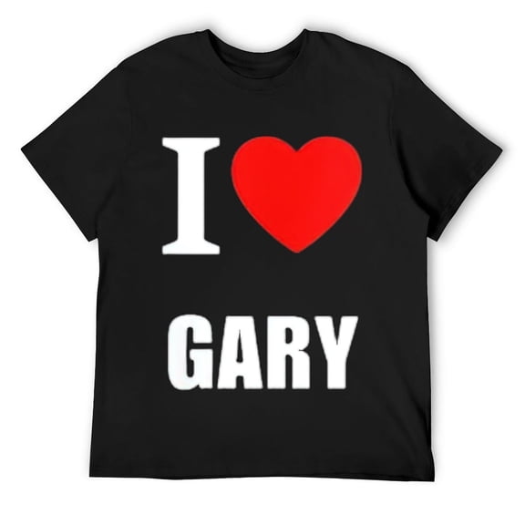 Mens Cute I Love Heart Gary Parents Wife Husband Girl Boy Round Neck T-Shirt Black