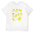 thumbnail image 1 of Mens Cute Yellow Parrotlet Pattern Funny Parrots doodles T-Shirt White 4X-Large, 1 of 5
