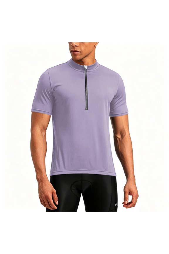 Mens Cycling Bike Jersey Short Sleeve Bicycle Shirts Stretch Breathable Quick-Dry Zip Running Shirt