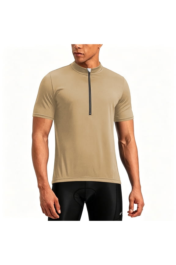 Mens Cycling Bike Jersey Short Sleeve Bicycle Shirts Stretch Breathable Quick-Dry Zip Running Shirt