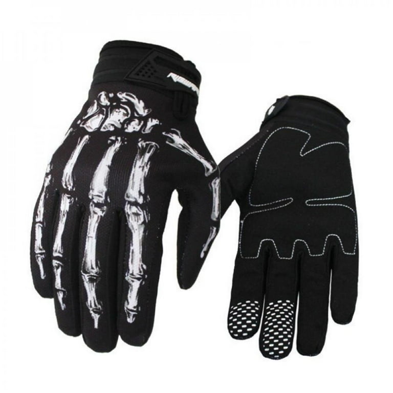 Mens Cycling Biker Racing Motorcycle Mitten Polyester Skeleton Goth Skull Bone Full Finger Sport Gloves Jeaz Walmart