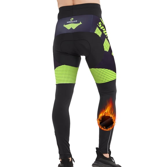 Mens Cycling Compression Pants Men Fleece Lined Leggings Winter Bike Biking Long Pants Green L