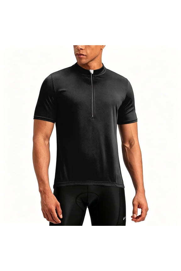 Mens Cycling Jersey Cycling Shirt Short Sleeve Bike Riding Shirt, Modern Matte Solid Sportswear Top, Three Rear Cargo Pockets with Zipper, Breathable Quick Dry Bicycle Wear Tee