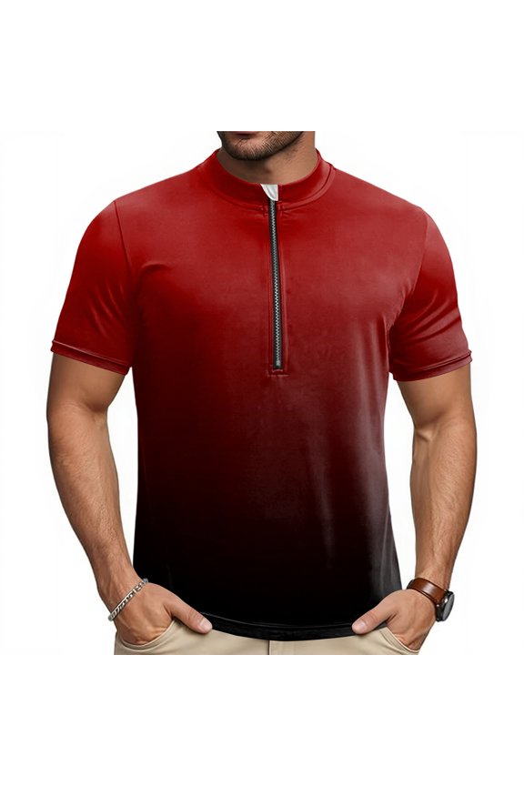 Mens Cycling Jersey Cycling Shirt Short Sleeve Bike Riding Shirt, Ombre Gradient Printed Top, Rear Loading Utility Cargo Pockets, Breathable Quick Dry Bicycle Training Tee