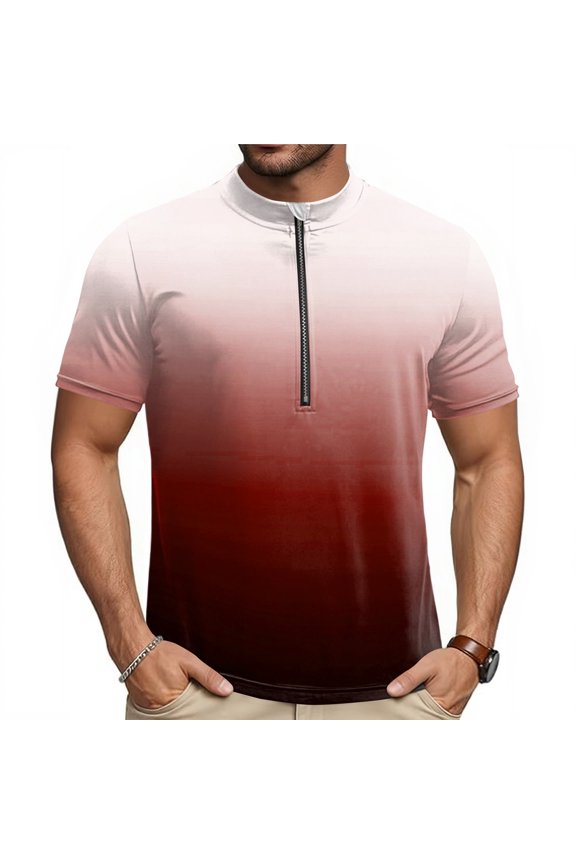 Mens Cycling Jersey Cycling Shirt Short Sleeve Bike Riding Shirt, Ombre Gradient Printed Top, Rear Loading Utility Cargo Pockets, Breathable Quick Dry Bicycle Training Tee