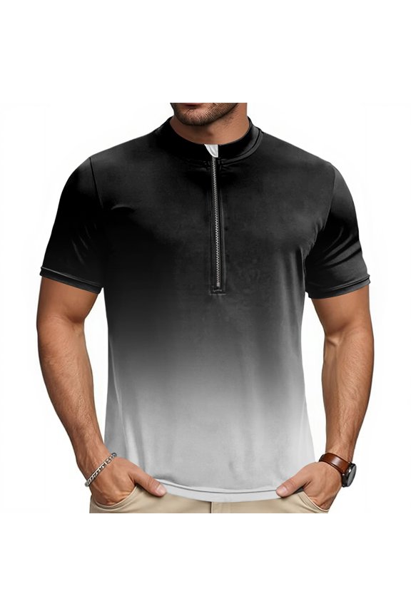 Mens Cycling Jersey Cycling Shirt Short Sleeve Bike Riding Shirt, Ombre Gradient Printed Top, Rear Loading Utility Cargo Pockets, Breathable Quick Dry Bicycle Training Tee