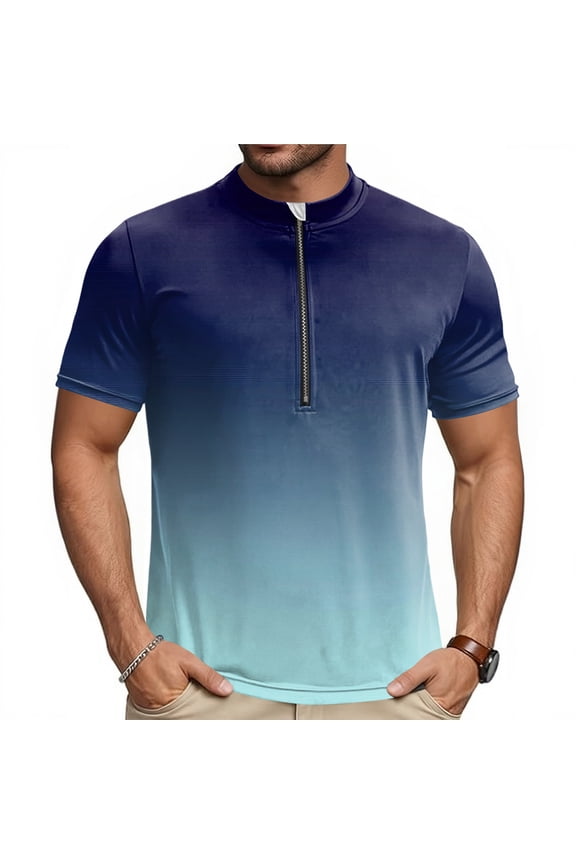 Mens Cycling Jersey Cycling Shirt Short Sleeve Bike Riding Shirt, Ombre Gradient Printed Top, Rear Loading Utility Cargo Pockets, Breathable Quick Dry Bicycle Training Tee