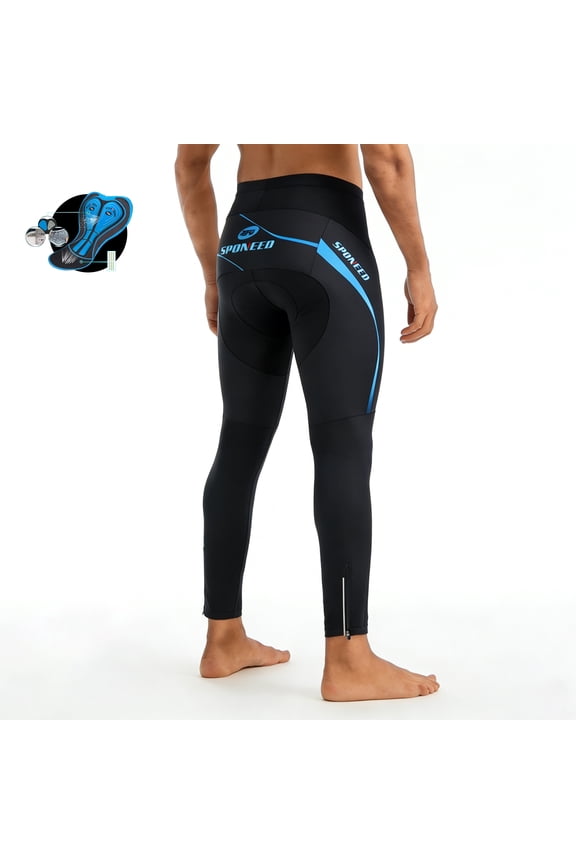 Mens Cycling Pants 4D Padded Cyclist Riding Tights Mountain Bike Leggings Blue XL